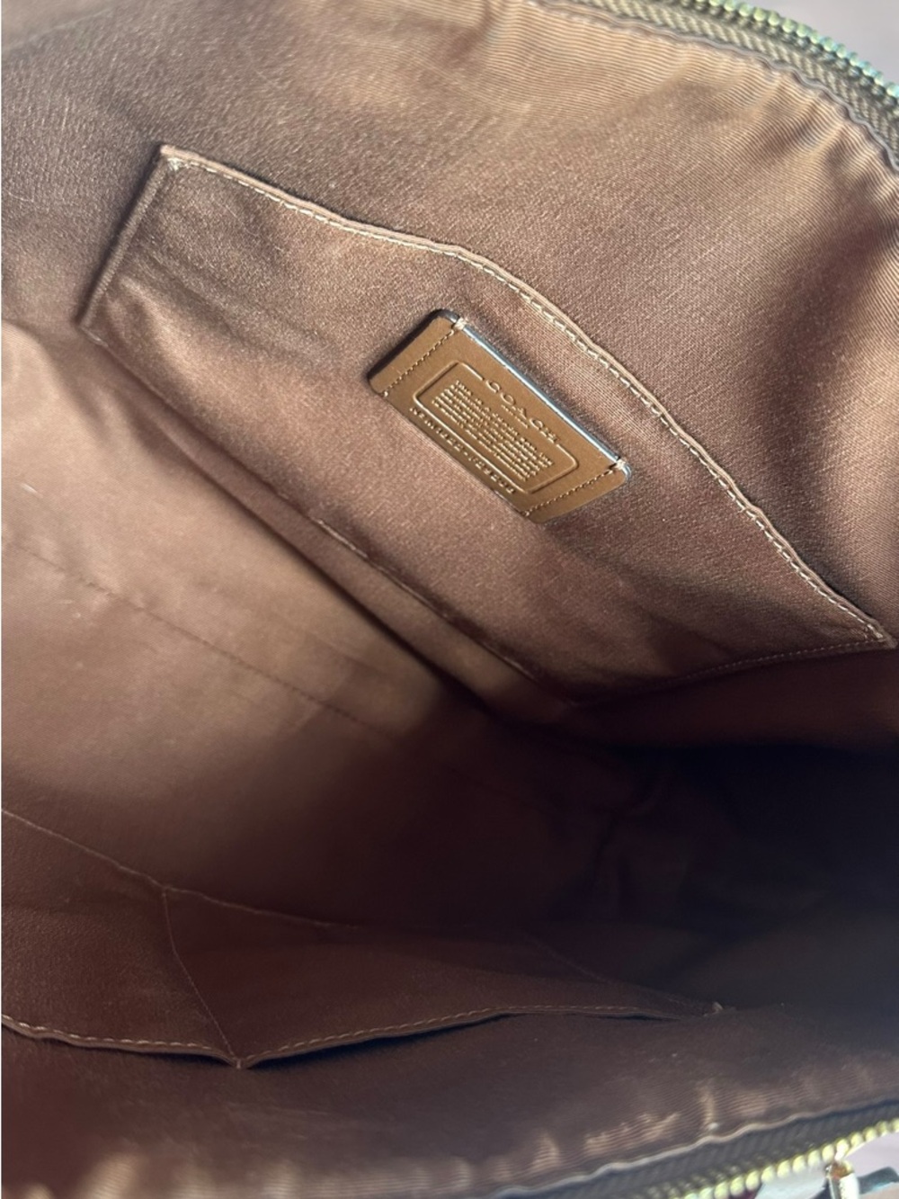 Coach Monogram Canvas Tote in Brown with Leather Trim - Picture 6 of 7